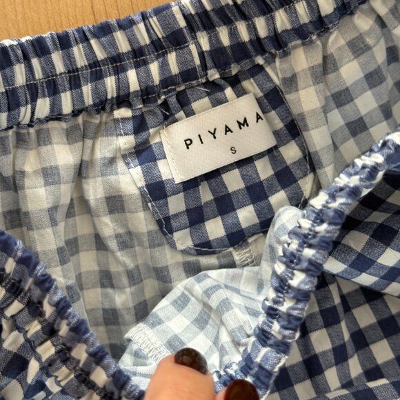 NWT Piyama Lounge Set in Gingham Blue. Size small - Picture 11 of 14